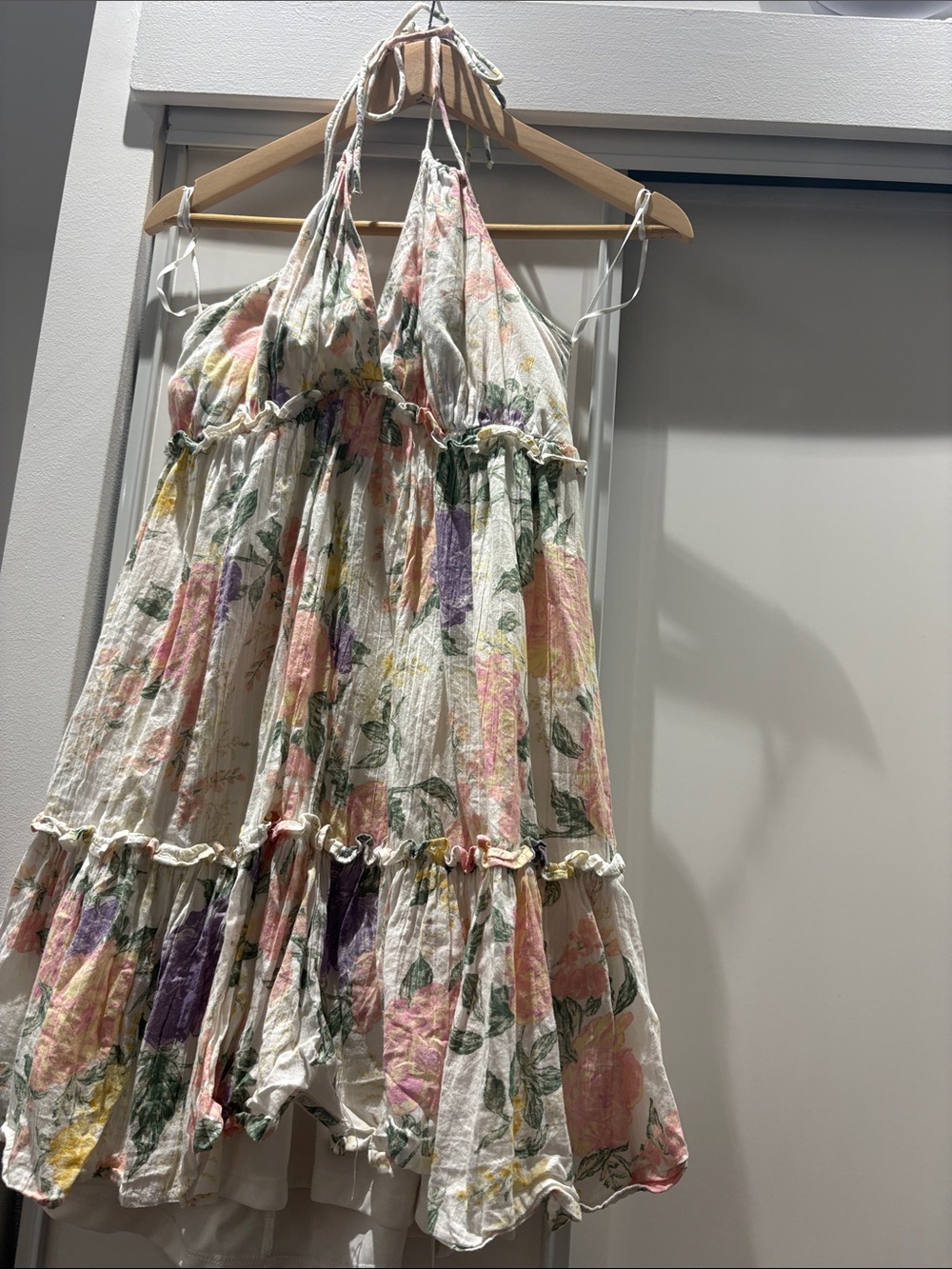 Floral Tiered Halter Sundress in Pastel Floral